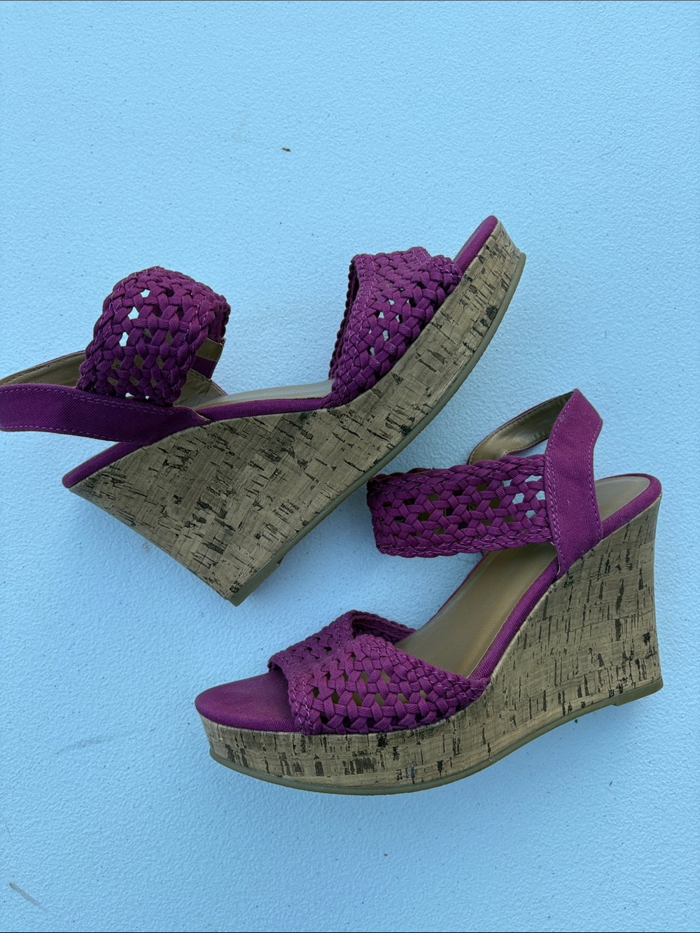 Woven Platform Sandals in Purple - size 9